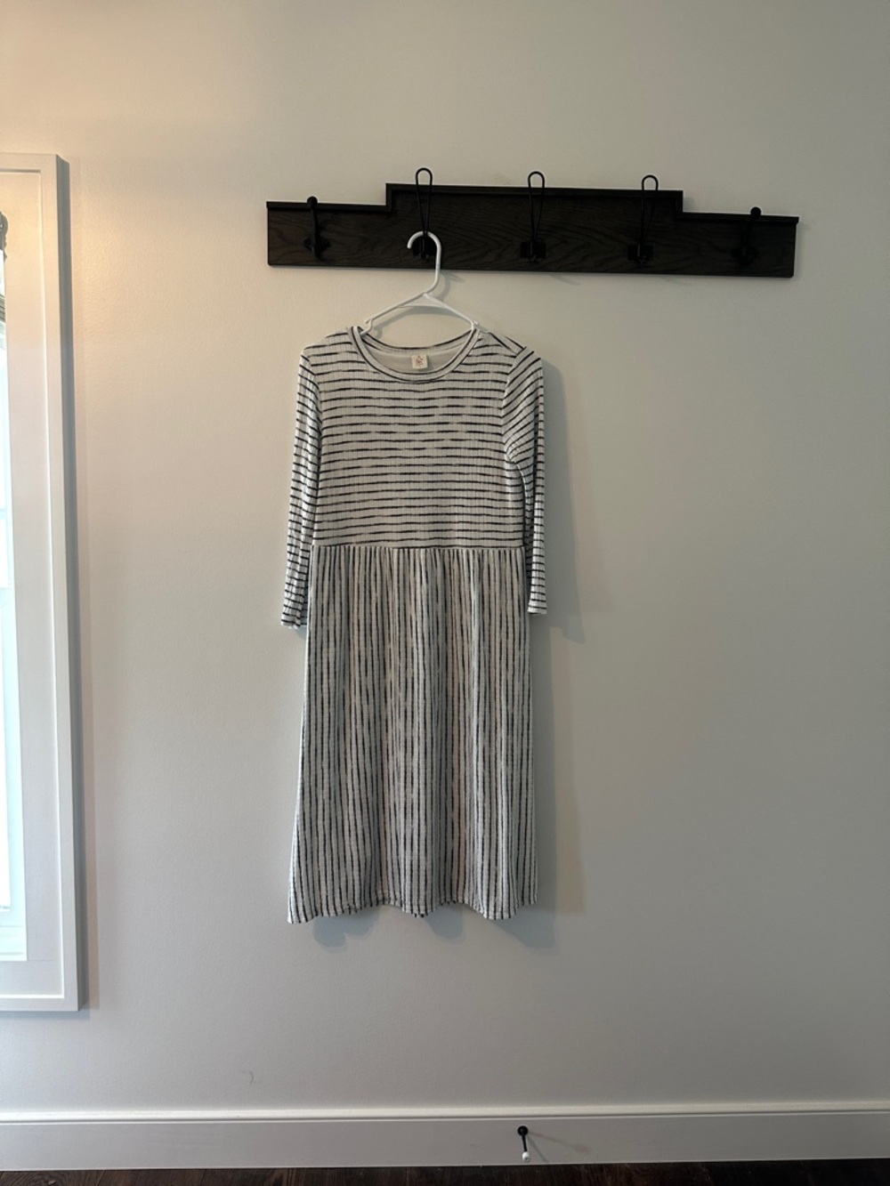 Striped Knit Midi Dress in White and Black